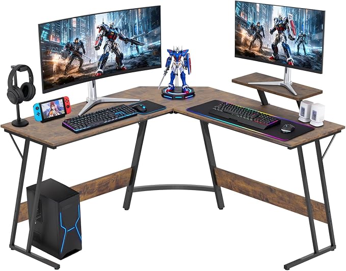 FDW L Shaped 51 Inch Gaming Desk,Corner Computer Desk,PC Gaming Desk,Writing Workstation with Large Monitor Stand for Home Office,Vintage