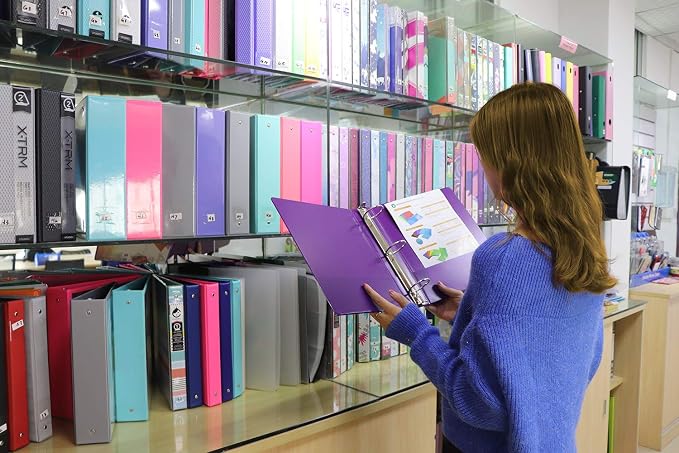XUCHUN 3 Ring Binders 2 Inch,Clear View Binder with 2 Pockets, Holds 450 Sheets 8.5x11 Inches Paper, Customizable Cover & Spine, Large Capacity Binders for Office, School, Home, Business