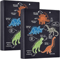 Dinosaur Cartoon Black Decorative 3 Ring Binder 1.5 Inch Large View Binders with Pockets File Organizer for Office College School, 2 Pack