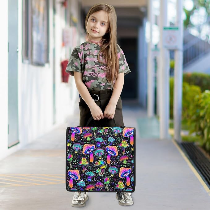 Mushrooms Binder Bag 3 Ring Zipper with Handle Shoulder Strap | for School Work Office Organizer Storage Case