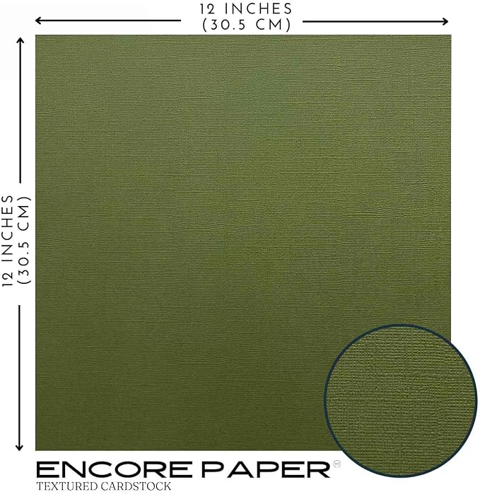 PESTO GREEN—12x12 Textured Cardstock | 80lb Textured Green Scrapbook Paper | Premium Cardstock for Cricut Cutting | 25 Sheets