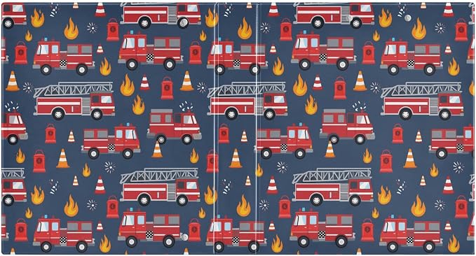Fire Engine Navy Blue Round Ring Binders 1.5 Inch Fire Fighting Truck Cars 3 Ring Clipboard Binder for Office School Work Supplies File Folder Document 200 Sheet Capacity Easy Open