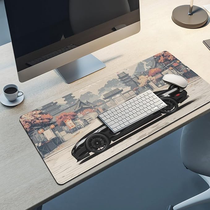 Car Large Mouse Pad Gaming Mousepad Rx7 Cool Black Sport Car JDM Japanese Desk Mat Big Mousepad Extended Keyboard Computer Pad 40X90cm