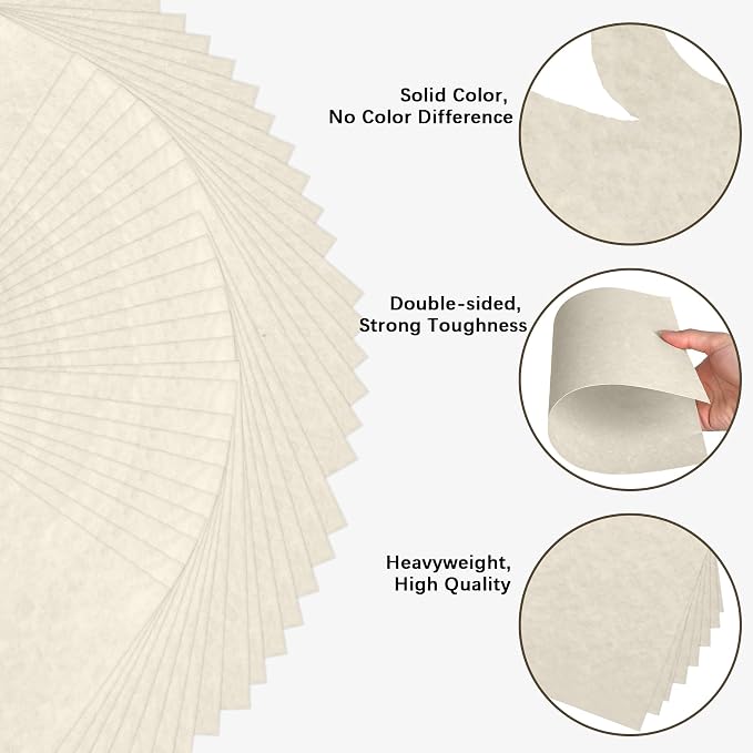 120 Sheets Parchment Cardstock, 8.5” x 11” Parchment Paper, 65lb/180 gsm Printer Paper for Certificate, Invitations, Menus, Crafts, DIY Cards | Ivory