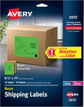 Avery® Printable Shipping Labels, 8-1/2" x 11", Assorted Neon Colors (Magenta, Green, and Yellow), Laser & Inkjet Compatible, 15 Blank Labels Total (5975)