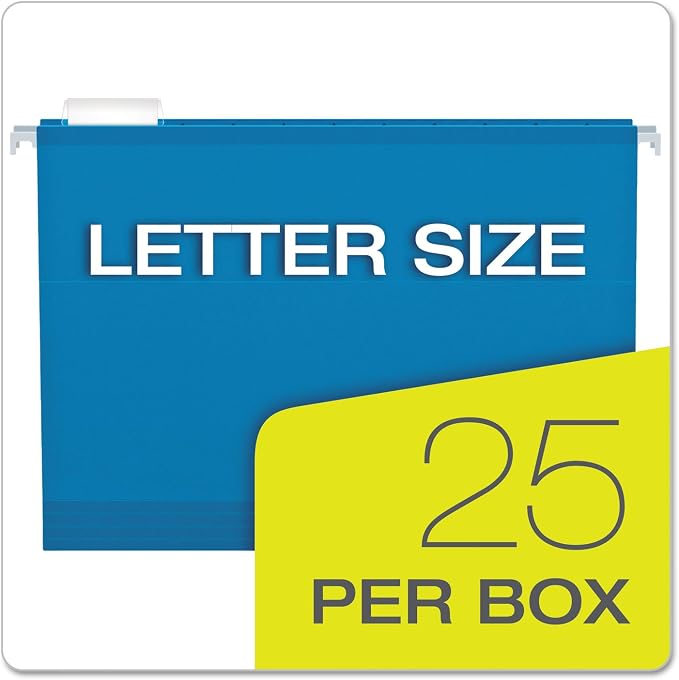 Pendaflex Extra Capacity Hanging File Folders, Letter Size, Reinforced, 2 Inch Expansion, Assorted Colors, 25 Per Box (4152X2 ASST)