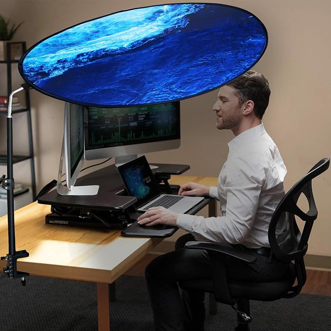 Office Cubicle Desk Shade Anti-Glare Cover Light Sensitive Professionals Cubicle Light Blocker for Workspaces Desk Canopy 36" Circular Shading Light Shade with Clamp