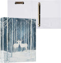 Deer in Snowy Winter Forest 3 Ring Binder 1.5" Decorative D-Ring Binder with Clipboard&3 Clear Pockets, Holds 200 Sheets A4 Size Paper Waterproof Binders for School Home Office