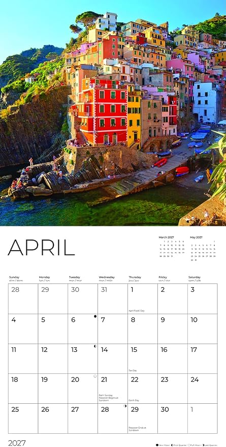 Italy 2027 Wall Calendar, 12 x 24 Hanging Pacific Waters Press