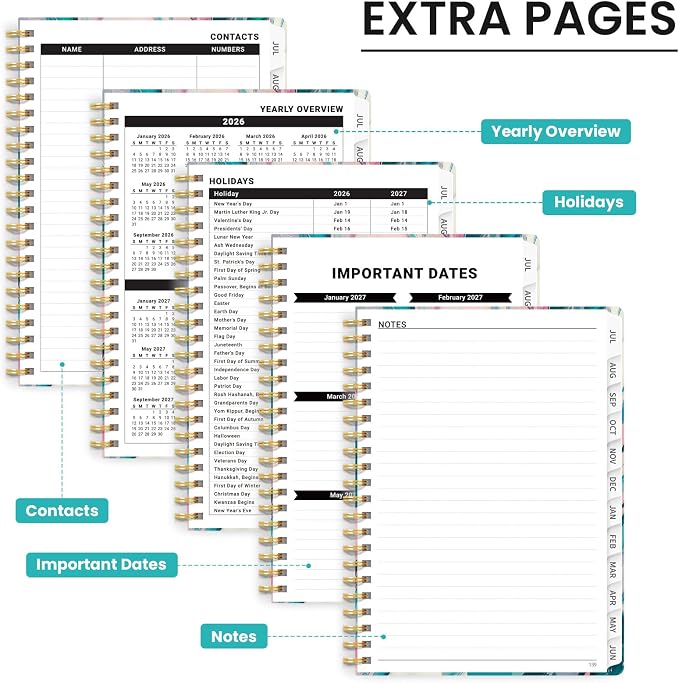 ZOTIA Academic Planner 2026-2027, Monthly & Weekly Jul 2026-Jun 2027 | Candy Marble, 6.3" x 8.5" Calendar Planner for Women, Hardcover Pretty Organizer for Women, School Office Home Supplies