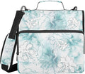 Watercolor Blue Paint Flower Zipper Binder with Shoulder Strap Bag 3 Ring Binder Organizer Large Capacity Multiple Compartments for School Office