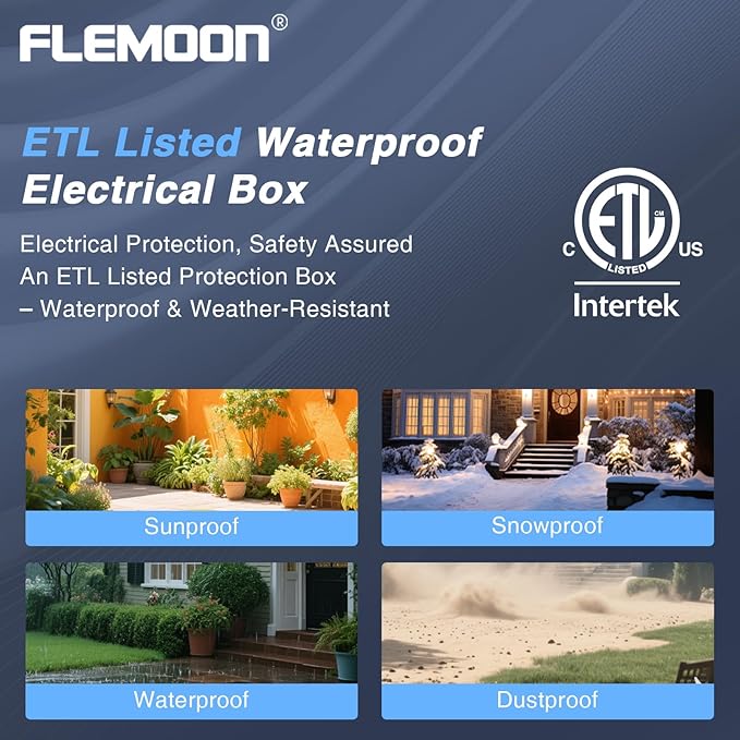 Flemoon [3 Pack] Outdoor Extension Cord Safety Cover with Waterproof Seal, Weatherproof Electrical Connection Box to Protect Outdoor Outlet, Plug, Socket, Christmas Holiday Decoration Light, Gray