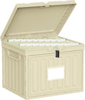 Oterri Lockable Stackable Plastic File Box with Lid for Letter-Size | Hanging File Folders Not Included. Lhaki, Large 1-Pack. Home, Office, Classroom, Dorm, Tax, Under Bed, Filing Cabinet.