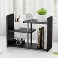 Desktop Organizer,Office Storage Rack,Wood Small Bookshelf,Black | Display Shelf,Office Shelf,Desk Organizer Small Tabletop Hutch for Office,Dorm,Living Room,Counter Top