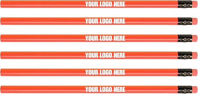 Custom Round Neon Pencil. Promotional Personalized Imprinted Round Pencils. Custom Printed Name/Business/Event Information (Neon Red, 1000 Count, Pack of 1)