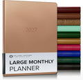 Gallery Leather Large Monthly Planner 2026-2027 Freeport Metallic Rose Gold