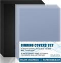 24PCS Binding Covers and Backs Set, 8.5 x11 Inch Clear Book Cover | 12Pcs 8mil Clear PVC Binding Cover, 12Pcs 12mil Black Poly Cover, Letter Size, Un-Punched, Square Corners, for Home Office