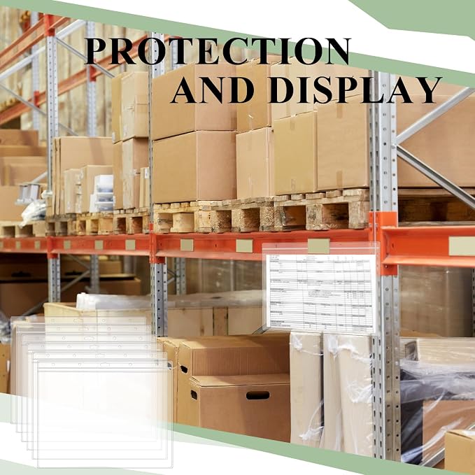 Sinload 20 Pcs Heavy Duty Sheet Protector 8.5 x 11 Inch Job Ticket Holder Waterproof Resealable Zip Page Wall Sign Holder Clear Dry Erase Document Sleeve Magazine Protector Horizontal(12.4 x 9.8 Inch)
