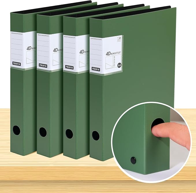 4 Ring Binders 0.8 Inch D Ring,4 Pack D Ring Binder A4 (Green