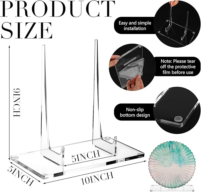 Jetec Acrylic Book Stand Clear Easel Stand for Display Acrylic Plate Postcard Picture Display Holder for Picture Book Decorative Plate Platter Photo(10 x 5 x 9 Inch)