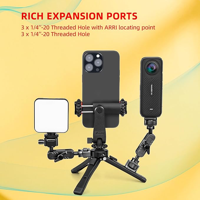 Zeadio Heavy Duty Mini Metal Tripod Stand - Universal Small Table Tripod for Camera, Gimbal, Action Cam, Camcorder, Microphone, LED Light, etc(40kg/88lb Load)