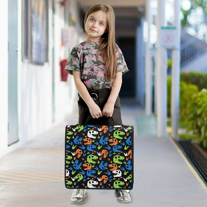 Custom Dinosaur Skull Black Print 3 Ring Zipper Binder with Shoulder Strap & Handle 1.5 Inch D-Ring Zippered Bag with Multiple Pocket, Personalized Binder Organizer for School or Office