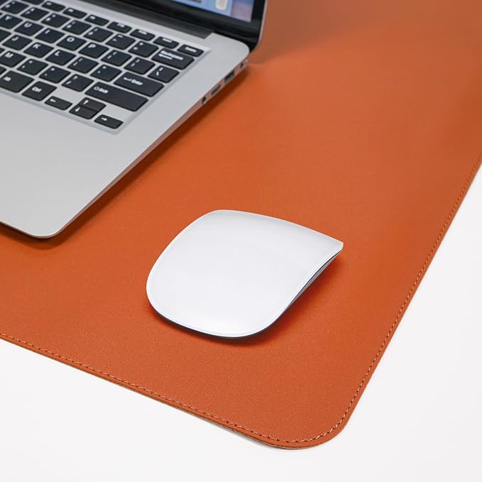 AFIING Cork Desk Mat, 35.4" x 17", Orange,Desk pad Protector | Dual-Sided Cork & PU Leather, Large Mouse Pad, Non-Slip & Waterproof