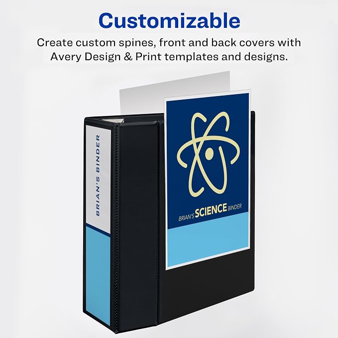 Avery Heavy-Duty View 3 Ring Binder, 5" EZD Rings, 1 Red Binder | For Heavy School, Home and Office Use, Tear-Resistant Spine, DuraEdge Split-Resistant Sides, Clear Storage Pockets