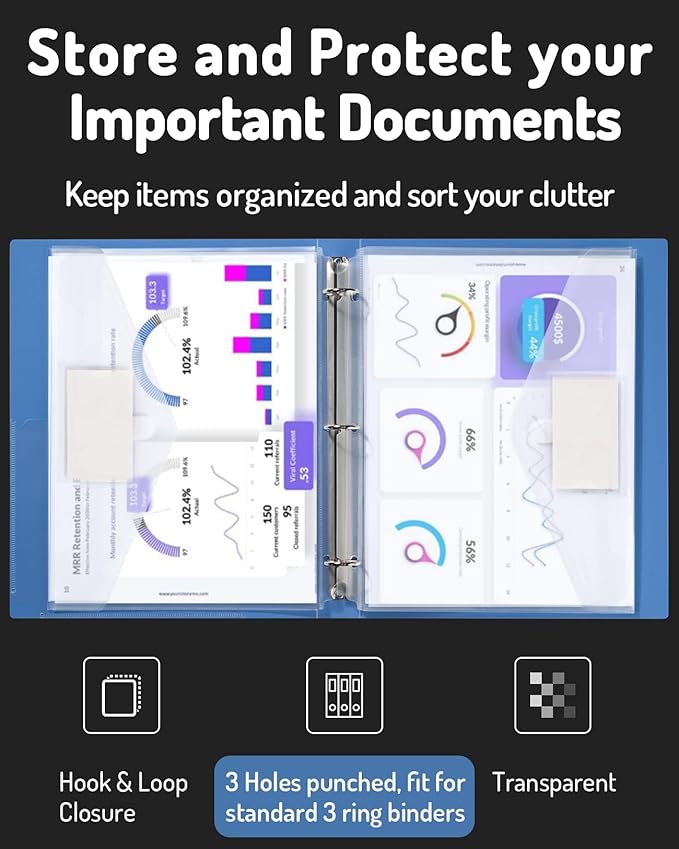 Forvencer Binder Pocket, 36 Pack Super Heavyweight Poly Binder Pocket | Tight Closure, Binder Folders Side Loading, 3 Ring Binder Pocket, Binder Dividers with Pockets, Letter Size, Clear