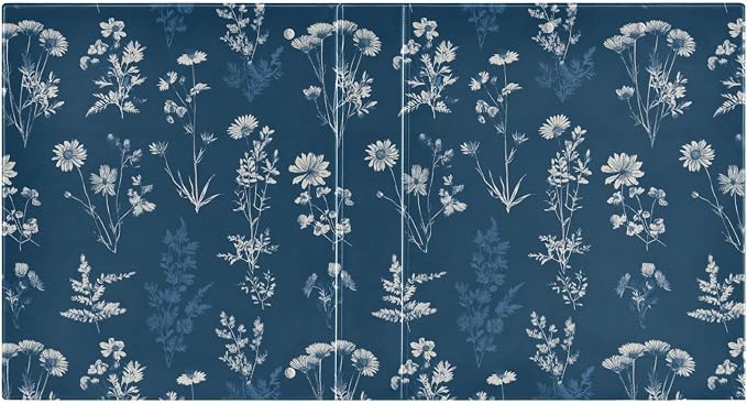Navy Blue Retro Botanical Flower Binder 3 Ring 1.5 Inch Binder with Clipboard&Pockets, Hardcover Binders Heavy Duty Large File Folder for Office School Supplies - Holds 200 Sheets,2 PC