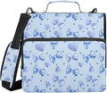 Light Blue Bows Hearts Zipper Binder 3 Ring with Handle and Shoulder Strap, 500 Sheet Binder Organizer Capacity & Multi-Pockets for School Office