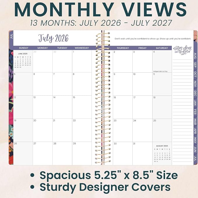 bloom daily planners 2026-2027 Planner - Academic Year (July 2026 - July 2027) Monthly & Weekly Soft Cover Planner for Women - 13 Month Calendar Agenda Book with Stickers - 5.5" x 8.25" - Floral Fiesta