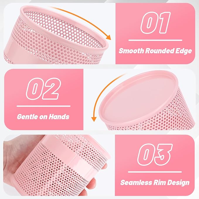Segarty Pencil Holder, 6 Pack Pink Pen Holder, 3.3 x 3.9 inch Pencils Cups Holder, Round Metal Pens Container Organizer for Office Supplies, School Classroom, Makeup Brush, Home Storage