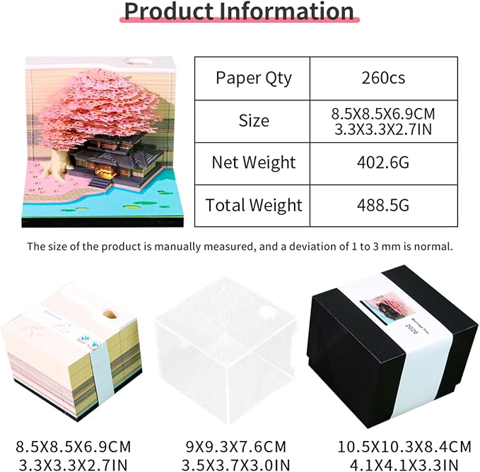 3D Time Piece Calendar, 2027 Desk Calendar With LED Light, 3d Tree Memo Pad Creative Desk Calendar, Christmas Gift for Colleague Friend, Desktop Decoration