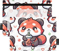 Cute Red Panda Bubbles Pencil Pouch for 3 Ring Binder, 2 Pack Waterproof Pencil Bags Clear Window Pencil Case Zipper School Office Supplies