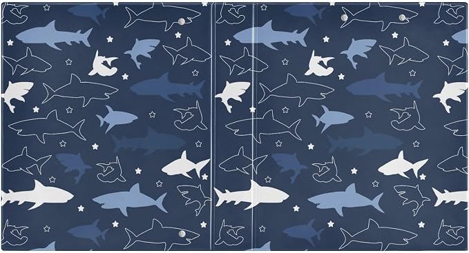3 Ring Binder Shark Cartoon 1.5 Inch Three Ring Binder | Cute Binder with 3 Storage Pockets for Women School Office Supplies
