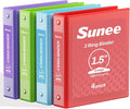 SUNEE 1.5 Inch Binders 3 Ring 4 Pack, 1 1/2 Inch Classic 4-Color Binder Set (8.5x11 Inches) for Office, School or Home Supplies