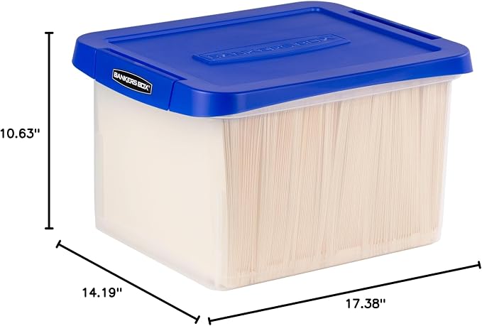 Bankers Box Heavy-Duty Plastic File Box, Letter/Legal | Protect letter/legal files in a heavy-duty plastic box with hanging rails built for durable, grab-and-go storage.