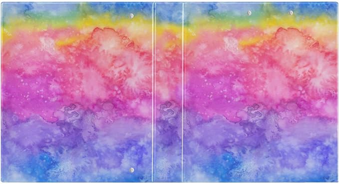 3 Ring Binder Rainbow Watercolor 1.5 Inch Three Ring Binder | Cute Binder with 3 Storage Pockets for Women School Office Supplies