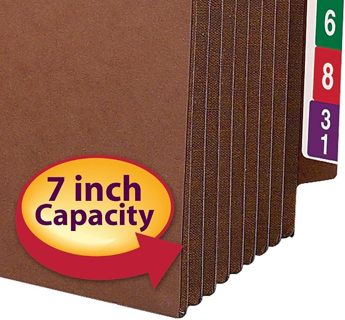 Smead End Tab TUFF® File Pocket, Reinforced Straight-Cut Tab, 7" Expansion, Tyvek® Gusset, Extra Wide Letter Size, Redrope, 5 per Box (73795) (Pack of 5)