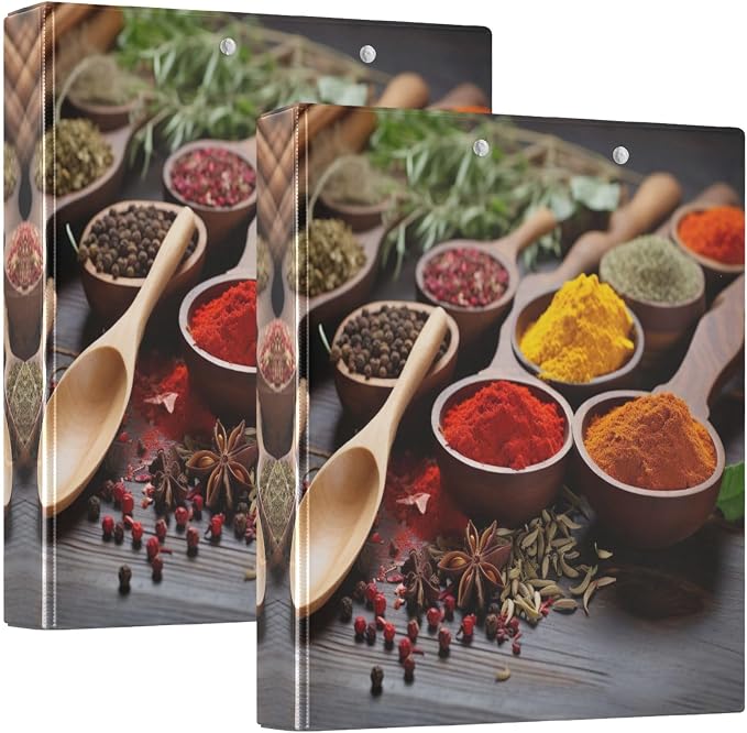 Joko Ivery Spoons Spices Herbs 3 Ring Binder 1.5 Inch Binders 3 Ring with Clipboard & 3 Pockets Three Ring Binder Organizer Letter Size for Recipes Paper Work Office Supplies Gifts 1 Pack