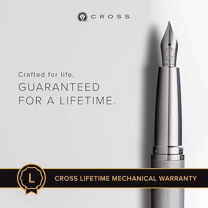 Cross ATX Refillable Fountain Presented in a Luxury Gift Box - Medium Point, Black Ink, Sandblasted Titanium Gray