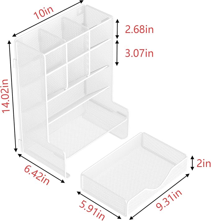 BOHDK Pen Organizer for Desk, Multi-Functional Desk Organizer, Wall Mount Pen Holder with Drawer for School, Office, Home, Art Supplies, White
