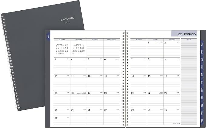 AT-A-GLANCE 2027 Planner, Monthly, 8.5" x 11", Tabbed, DayMinder, Gray (GC4700727)