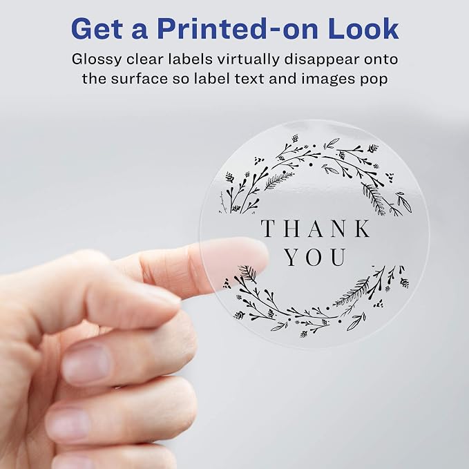 Avery Glossy Clear Round Labels, 1.625" Diameter, Pack of 500 - Make Custom Stickers (6582)