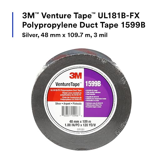 3M Venture Tape UL181B-FX Polypropylene Duct Tape 1599B, Silver