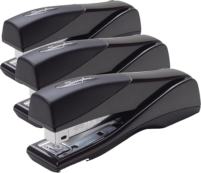 Swingline Stapler, Jam Free, Optima Grip Full Size, Ergonomic Cushion, Metal, 25 Sheet Capacity, Black (87810) (Pack of 3)