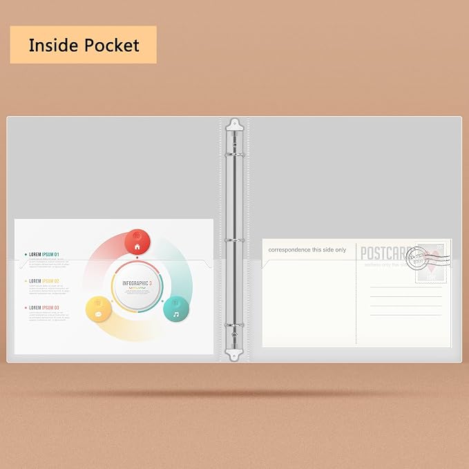 NatureTouch 3 Ring Binder, Glitter 1 Inch Binder Organizer (10.5'' x 11.5'') Holds 8.5’’ x 11’’ Letter Size 300 Pages, Waterproof Durable View Binder, 2 Pack, Silver