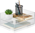 2 Pcs Acrylic Desk Organizers and Accessories Tier Paper File Organizer Tray Stackable Document Clear Desk Accessories for Office Workspace Organization (12.01 x 9.25 x 2.68 Inch)