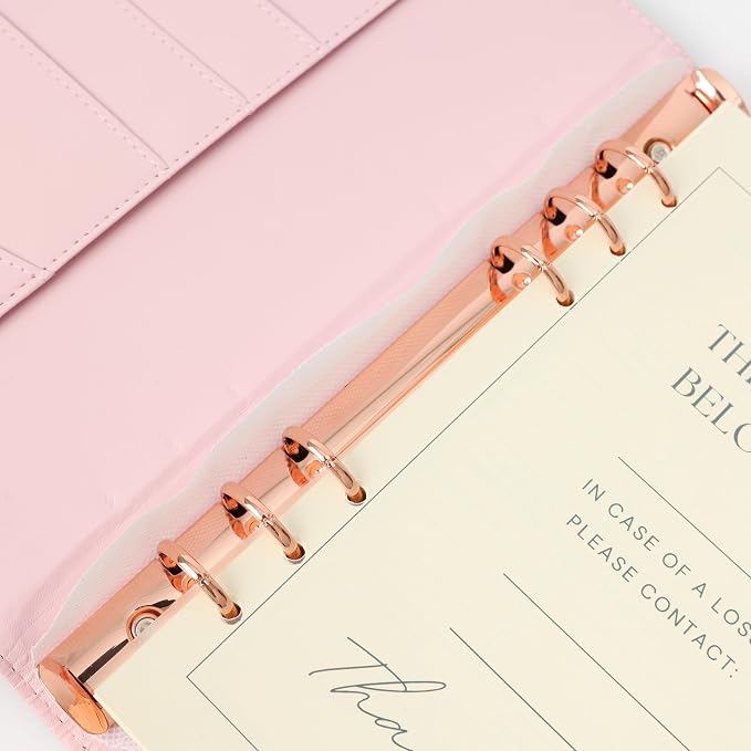 DAILY RITMO™ PU Checkered Leather A5 Six Ring Binder Planner Cover with 160 Pages of Daily To Do List 5.5" x8" | 6 Rings Updated Refillable Half Size Notebook Journal Photocard Budget Agenda